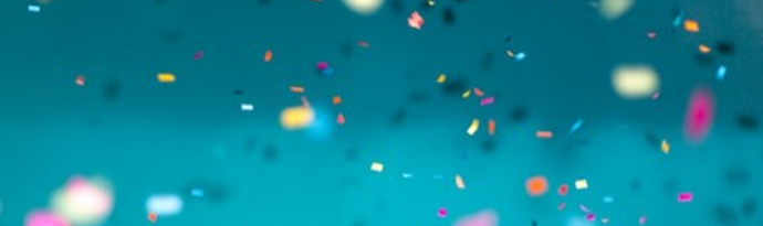 Banner image showing confetti falling
